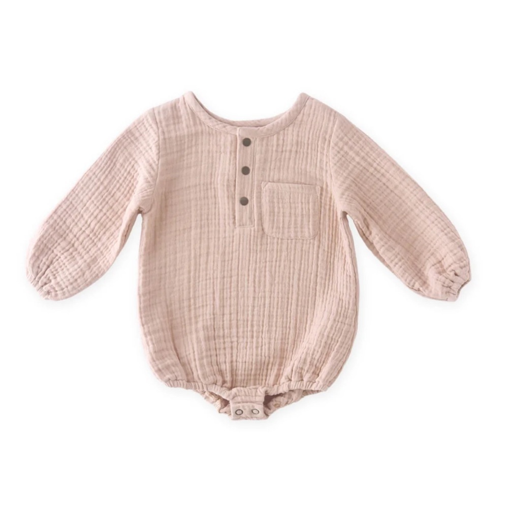 Pehr Muslin Baby Bodysuit in Blush